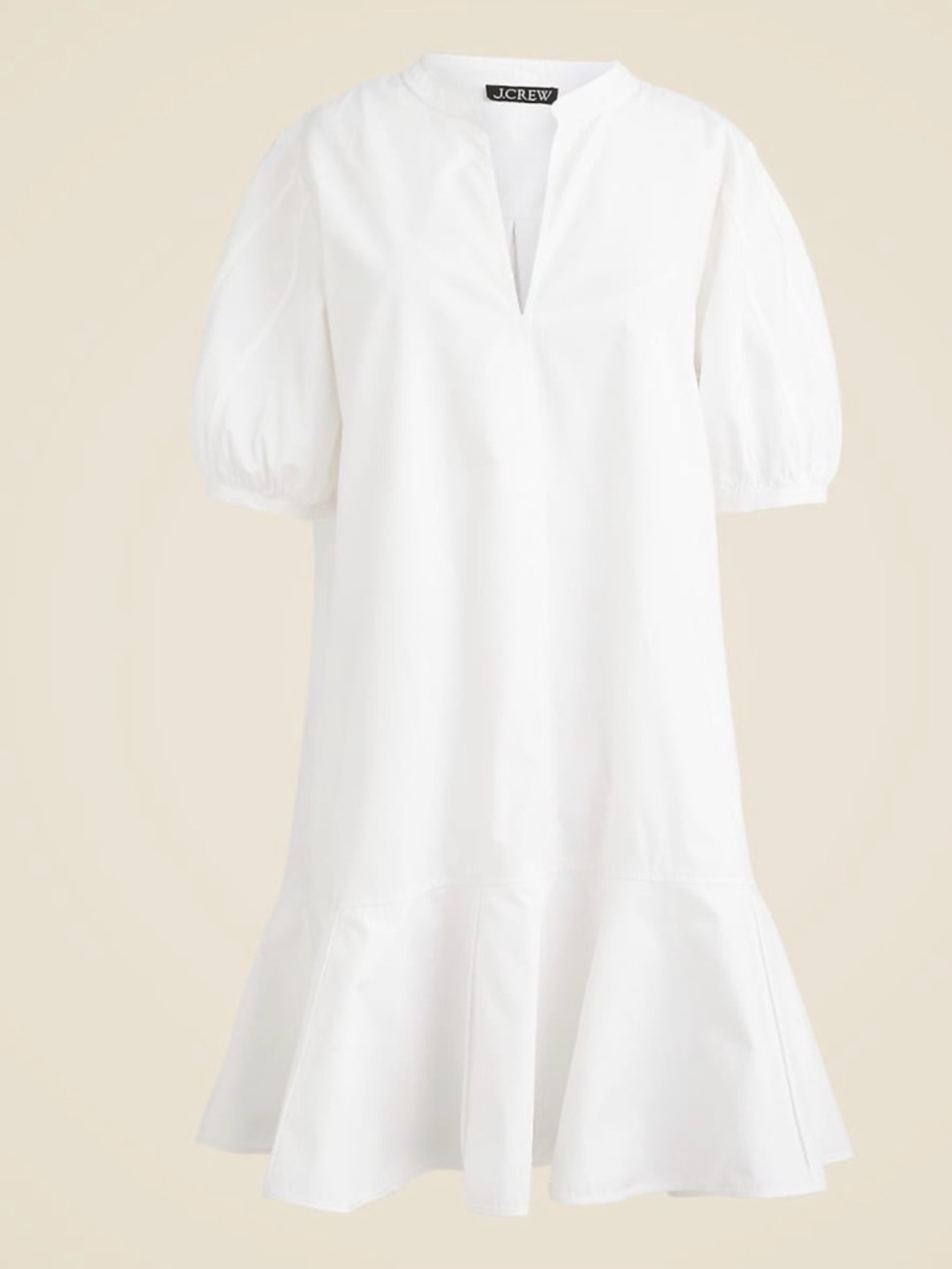 J. Crew White Puff-Sleeve V-Neck Mini Dress